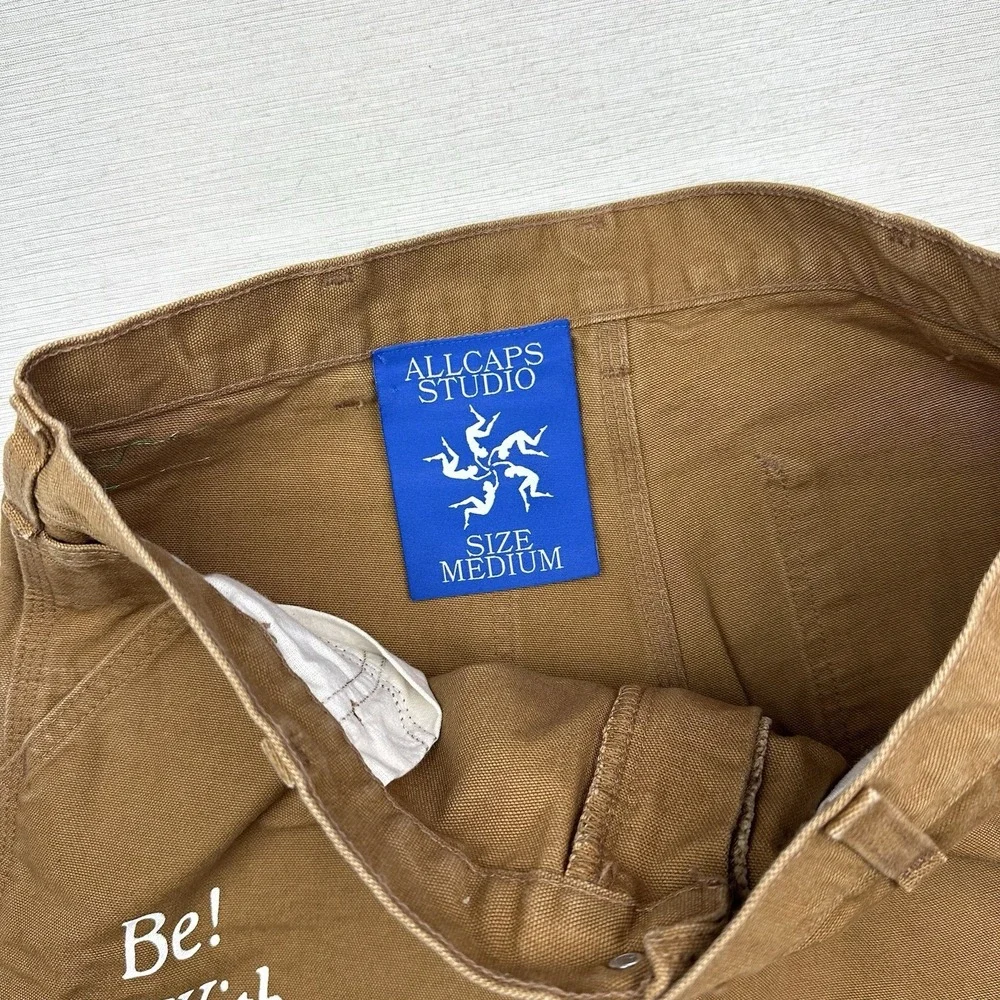 All Caps Studio Carhartt Canvas Carpennter Pants Men 31x31 Tan Distressed Script